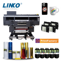Imprimante DTF 3D UV textile LINKO Factory A1, étanche, avec laminateur, machine à jet d'encre pour transferts d'étiquettes et de motifs sur gobelets