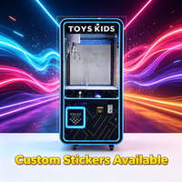 Machine à griffes personnalisée OEM avec logo imprimé, bande lumineuse LED, joystick, fonction monnayeur, jeu d'arcade attrape-prix pour enfants