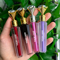 Gloss à lèvres liquide hydratant effet diamant avec finition brillante et tubes lisses/givrés, marque privée, logo personnalisé, vente en gros, OEM