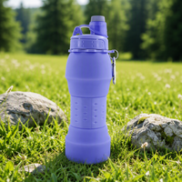 Gourde souple de sport et de voyage de 600 ml, sans BPA, pliable en silicone, bouteille pliable à boire directement, compatible lave-vaisselle, pour le camping