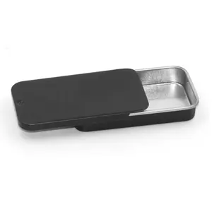 Bulk Matte Food Grade Black Silver Color Small Case Lip Balm Cream Sliding Lid Metal Box For Packaging