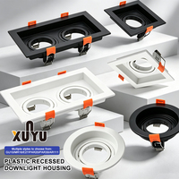 XUNYU AR70 E27 GU10 MR16 Boîtier de downlight encastré en plastique avec clip de fixation à ressort réglable, forme variée, moderne