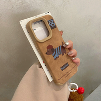 Nouveau Design mignon ligne West Highland chien couverture pour iPhone 15 16 Pro Max coque de téléphone en cuir marron coque de protection Anti-chute