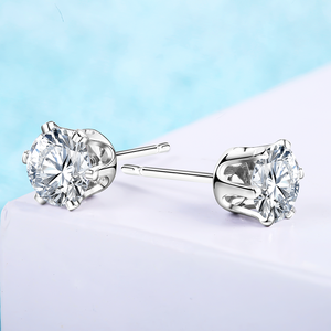 ต่างหูเงินแท้ชุบทองประดับเพชรซิร์คอนทรงกลมเจียระไนแบบเหลี่ยม ขนาด 3 มม. 7 มม. สำหรับผู้หญิงและผู้ชาย - Product Image 6