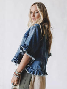 Mode Automne Nouvelle Collection Européenne et Américaine, Vêtements de Rue pour Femmes, Denim à Manches Longues, Haut à Volants et Franges - Product Image 2