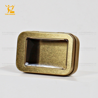Tin smaker Großhandel Custom Recta ngular Hinged Tin Box mit Fenster Candy Biscuit Umwelt freundliche Gold Tin Container Box Verpackung