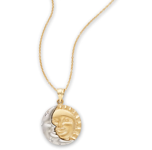 Colliers pendentifs minimalistes en argent sterling 925 martelé avec visage de lune et de soleil, bijoux pour femmes et hommes, pendentif d'amitié en or - Product Image 2