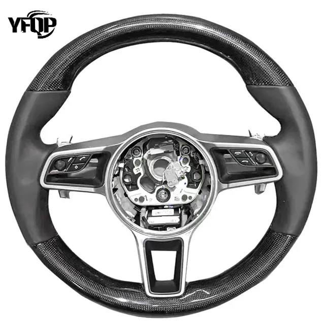 Alcantara Led Steering Wheel Carbon Fiber New for Porsche Steering Wheel Bubble Bag + Carton True Carbon Fiber + Genuine Leather