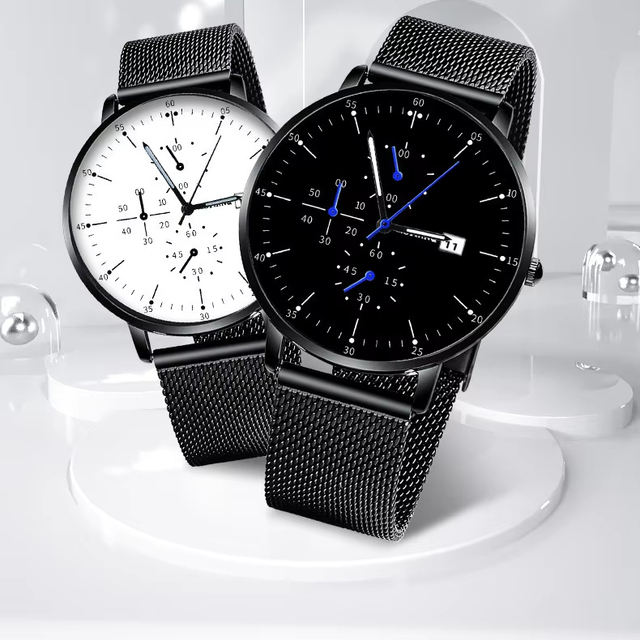 Wholesale Luxury Quartz Watches, Men's Stainless Steel Watches, Fashionable Three Circle Calendar, Men's Watches