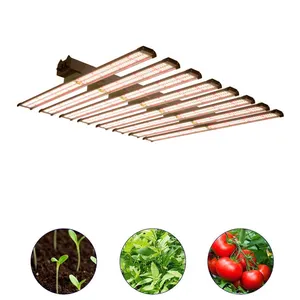 Easy Operate 8 Bars Slim LED Grow Light AC85-265V 1100 Watt Full Spectrum with 3 Channels Dimming UV IR Controlled Eco Grow Farm