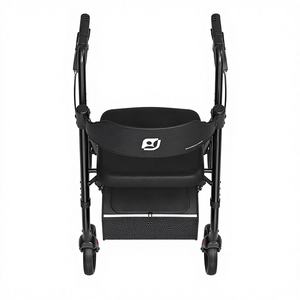 Deambulatore in acciaio pieghevole a quattro ruote leggero con ausilio per la mobilità del sedile per il rollatore in lega di alluminio per disabili - Product Image 1