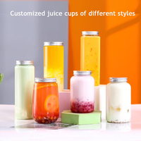 Bouteille de jus jetable en plastique PET de 100ml 200ml 250ml 300ml 500ml et bouteille d'enzyme PET avec couvercle noir