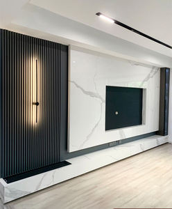 Panneau mural de télévision en pierre frittée, carrelage en céramique, salon, style moderne minimaliste, luxe léger, panneau de télévision en marbre - Product Image 2