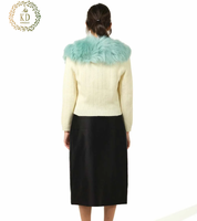 KD Fabricant de tricot OEM ODM personnalisé Pull cardigan boutonné en fausse fourrure avec patchwork vintage