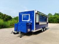 Camion de restauration mobile de 16 pieds de couleur bleue, chariot de boulangerie, remorque de concession avec cuisine complète pour la France