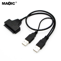 Kabel Hard Disk Drive 40cm Tembaga Murni Sata 7+15 Pin ke USB 2.0 Kabel SATA 22 Pin untuk Transfer Data dan Catu Daya