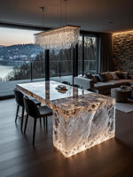 Pied de table moderne sur mesure en fibre de verre et marbre artificiel, écologique et luxueux, pour hôtel, cuisine, coiffeuse et salon