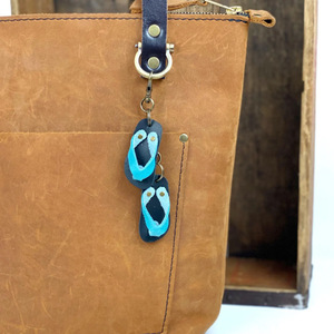 Retro flip-flop <b>bag</b> <b>charm</b>, new keychain, PU leather flip-flop pendant, personalized car keychain - Product Image 1