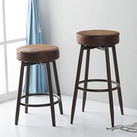 Tabourets de bar bruns tabouret de comptoir de cuisine pivotant tabouret de bar rond dos nu industriel avec coussin chaise de bar ronde avec pieds en métal