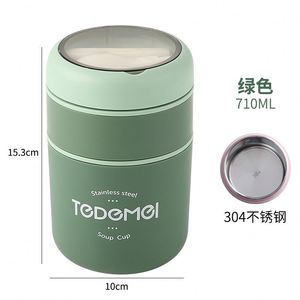 Boîte à lunch isotherme japonaise double paroi 710 ml en acier inoxydable pour petit-déjeuner et soupe, idéale pour les employés de bureau - Product Image 5