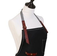Tablier de travail en toile cirée robuste sur mesure OEM avec plusieurs poches à outils, garniture en cuir, tablier à bretelles croisées pour charpentier et entreteneur