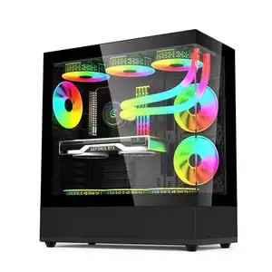 Gaming Computer Cases Towers ATX / M-ATX/ ITX Mid Tower Computing Case With RGB Fans Tempered Glass Pc Cases Towers