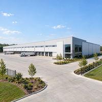 Structure en acier robuste pour entrepôt, charpente métallique boulonnée, atelier métallique résistant aux intempéries, bâtiment industriel de distribution