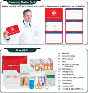 Kit de Equipo de Supervivencia de Emergencia de 268 Piezas con Botiquín de Primeros Auxilios, Hacha de Camping, Linterna Frontal y Bolsa Bandolera para Camping, Senderismo y Caza - Product Image 3