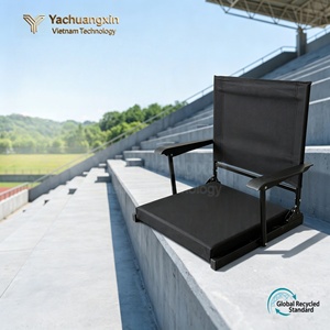 Chaises de stade pliantes d'extérieur avec dossier, accoudoirs, porte-gobelet, sangle d'épaule, gris, tissu Oxford 600D, mobilier d'extérieur moderne - Product Image 5