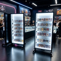 Étuis de présentation personnalisés en métal pour cartes Pokémon TCG gradées, supports tendance en acrylique pour cartes à collectionner avec éclairage LED pour les pop-up shops