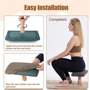 Taburete de Meditación de Una Sola Pata, Madera Maciza, Cojín, Silla de Yoga y Fitness, Asiento de Meditación para el Hogar, Almohadilla Gruesa de Algodón, Cómodo para Estar Sentado por Tiempo Prolongado - Product Image 4