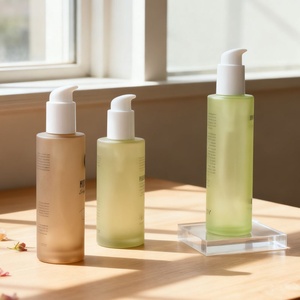 Luxury Custom Logo Glass Packaging 150ml 5oz <b>Empty</b> Round Frosted Glass Lotion Bottle With Pump Body Oil for Haircare Products - Product Image 5