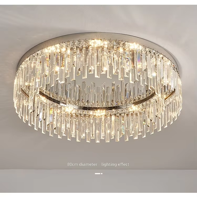 Circular Round Black Gold Nordic Ceiling Lights Chandeliers for Bedroom Living Room Lighting Modern Luxury Crystal Ceiling Lamps