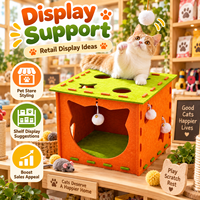 Maison interactive en feutre pour chat avec trous de jeu, balles suspendues, cube d'activités pour chat d'intérieur, grotte pour animaux de compagnie, OEM, personnalisable, vente en gros