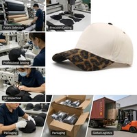 Casquette de baseball 5 panneaux en PVC avec logo personnalisé, patchwork coloré, visière imprimée léopard, style snapback audacieux pour le streetwear