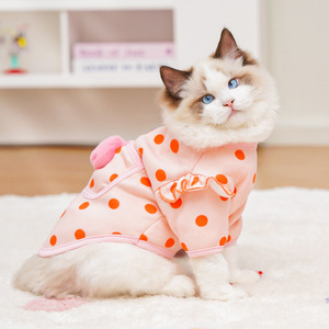 Handsome Rabbit Dog <b>Clothes</b> Polka Dot Fleece Autumn Winter Pet Apparel <b>For</b> Small Dogs Puppy Clothing With <b>Cat</b> Pocket Design - Product Image 3