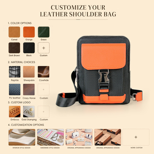 Sac bandoulière en cuir véritable Daily Essentials, sac messager vertical compact, vente en gros OEM ODM - Product Image 4