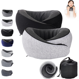 Oreiller de voyage en mousse à mémoire de forme 100 % pure, gris clair, pour repose-tête en avion, accessoire de sommeil portable pour avion, vente directe usine - Product Image 2