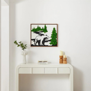 Conjunto de Arte de pared de musgo preservado moderno, decoración de jardín verde ecológico con arte de Metal de oso, no requiere mantenimiento para el uso del suelo - Product Image 5