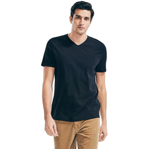 T-shirt pour homme de haute qualité à col en V, impression de logo personnalisé, coupe ajustée, vêtements décontractés, service ODM personnalisé, faible MOQ - Product Image 1