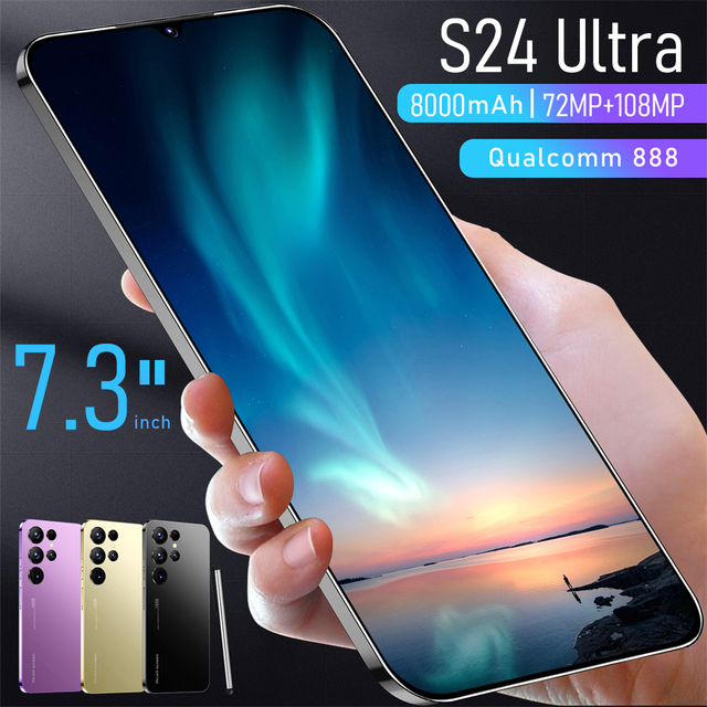 Original S24 Ultra 7.3 Inch HD Screen Smartphone 16GB+1TB 5G Android 13 Dual Card Mobile Phone 108MP Deca Core French Global