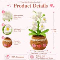 BH BHB-102 Tanaman Pot Lily Valley 6 Tangkai Rajutan Benang Wol Gaya Eropa untuk Hari Guru - Dekorasi Sempurna untuk Orang Tua/Manula