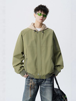 Blouson Bomber Homme 2-en-1 Détachable à Col Montant et Capuche, Style Baseball, Cargo, Vêtement de Travail Décontracté, Hiver