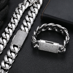 Collana NUOYA in Ottone Placcato Oro 18K con Zirconi Personalizzati, Design con Chiusura Lunga, Catena Cubana Spessa per <span class=keywords><strong>Uomo</strong></span> - Product Image 5