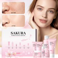 Kit Complet Soin Visage Hydratant au Rétinol, 6 Pièces Sakura : Tonique, Crème, Contour des Yeux, Nettoyant – Réduit les Rides Fines et Éclaircit le Teint