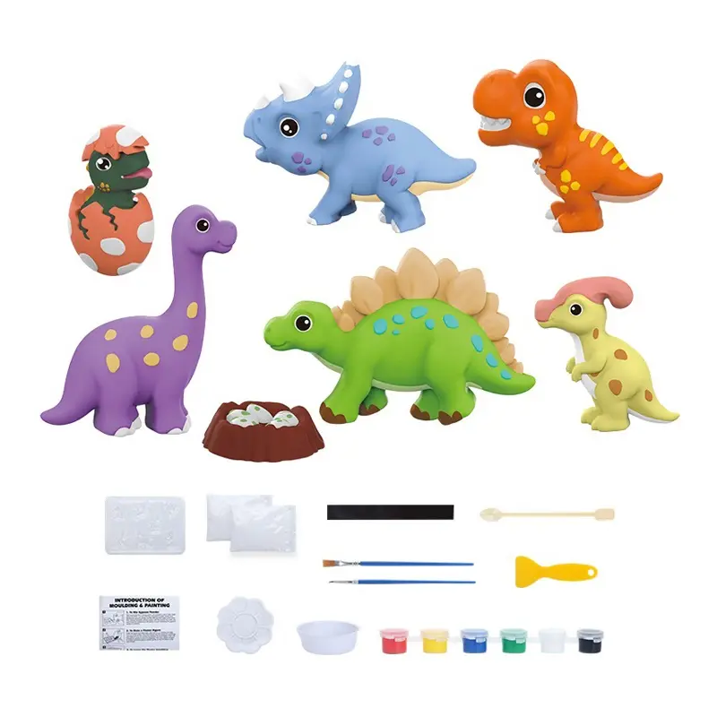 Muñeca de yeso hecha a mano para niños, juguete educativo para colorear, pintura con 6 temas opcionales de dinosaurio espacial, 2023