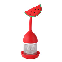 Infuseur de boule de thé d'acier inoxydable de poignée de silicone de forme de fruit avec la soucoupe