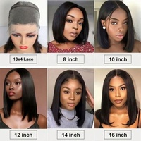 Perruques Bob Courtes en Cheveux Humains Remy Brésiliens, Cuticules Alignées, Double Tirage Frontal, Sans Colle, avec Dentelle Transparente