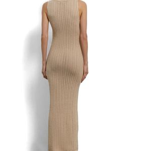 Vestido Midi de Punto Sólido Sexy y Ajustado con Huecos, Novedad de Otoño, Personalizado al por Mayor, para Vacaciones en la Playa - Product Image 2