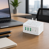 Chargeur mural rapide HNT 35,5W GaN 5 ports, 3 USB-C, 2 USB-A, PD3.0, protection OTP, avec prises UK, EU, US pour ordinateur portable, adaptateur universel